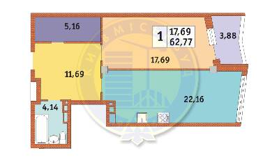1-кімнатна 62.87 м² в ЖК Costa fontana від 35 650 грн/м², Одеса