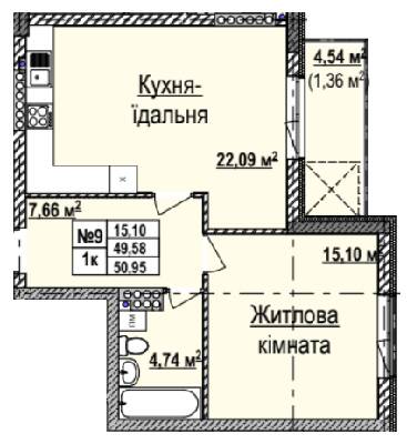 1-кімнатна 50.95 м² в ЖК The High Hills від 33 900 грн/м², Львів