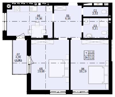 2-комнатная 72.98 м² в ЖК Hygge от 24 900 грн/м², пгт Брюховичи