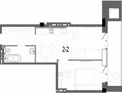 1-кімнатна 48.4 м² в КБ на Короленко від 30 750 грн/м², Дніпро