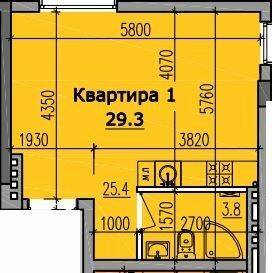 1-кімнатна 29.3 м² в КБ Класік Хол від 39 150 грн/м², Дніпро