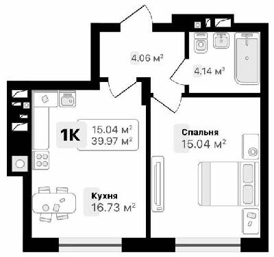 1-комнатная 39.97 м² в ЖК AUROOM FOREST от 16 600 грн/м², г. Винники
