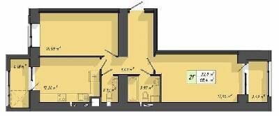 2-кімнатна 68.4 м² в ЖК Львівський від 18 000 грн/м², Тернопіль