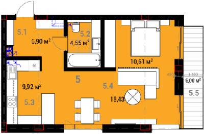 1-комнатная 52.21 м² в ЖК R23 от 22 700 грн/м², Ужгород