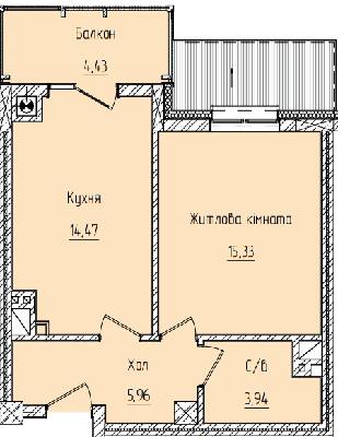 1-кімнатна 44.13 м² в ЖК Науковий від 19 750 грн/м², Чернівці