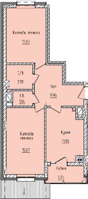 2-кімнатна 60.32 м² в ЖК Науковий від 19 250 грн/м², Чернівці