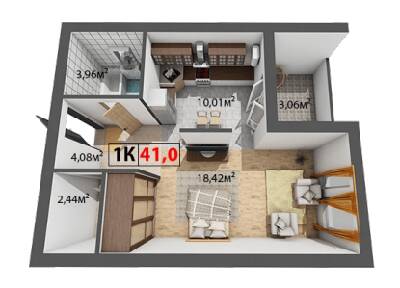 1-комнатная 41 м² в ЖК Квартал Краковский от 11 900 грн/м², с. Волчинец