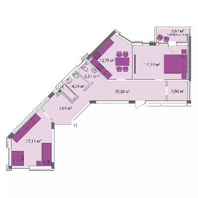 2-комнатная 81.88 м² в ЖК Лавандовый от 21 379 грн/м², г. Бровары