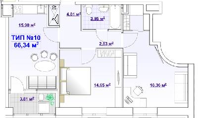 2-кімнатна 66.34 м² в ЖК BARVY від 21 750 грн/м², Дніпро