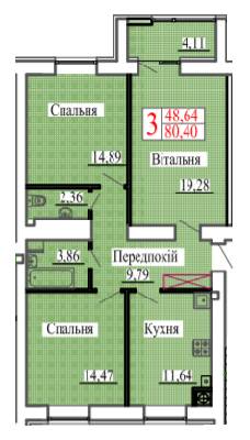 3-кімнатна 80.4 м² в ЖК Барселона від 15 700 грн/м², м. Ковель