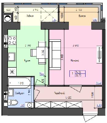 1-комнатная 36.75 м² в ЖК Атлант от 15 800 грн/м², Луцк