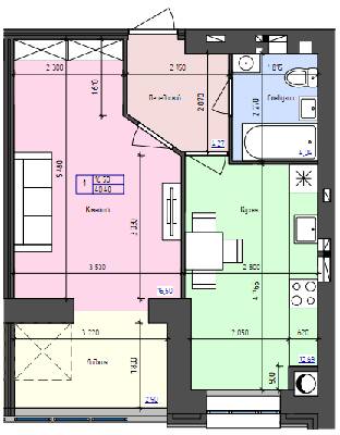 1-комнатная 40.4 м² в ЖК Атлант от 15 800 грн/м², Луцк