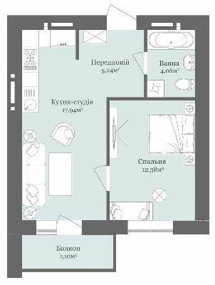 1-комнатная 40.72 м² в ЖК West Towers от 20 250 грн/м², Ужгород