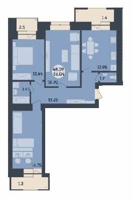 3-комнатная 86.04 м² в ЖК Династия от 16 650 грн/м², Полтава