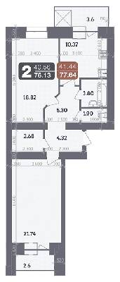 2-кімнатна 76.13 м² в ЖК Стандарт від 22 600 грн/м², Полтава