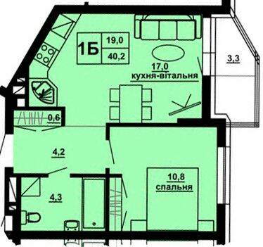 1-кімнатна 40.2 м² в ЖК Варшавський мікрорайон від 16 600 грн/м², Тернопіль