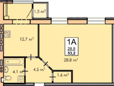 1-комнатная 53.2 м² в ЖК Andorra от 16 000 грн/м², Черкассы