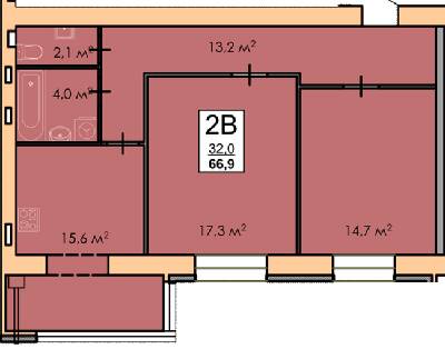 2-комнатная 66.9 м² в ЖК Andorra от 15 500 грн/м², Черкассы