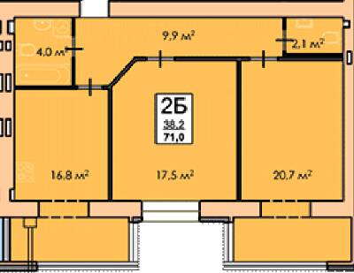 2-комнатная 71 м² в ЖК Andorra от 15 500 грн/м², Черкассы