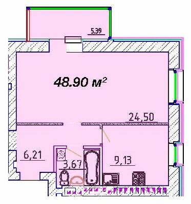 1-комнатная 48.9 м² в ЖК Графський от 19 500 грн/м², Черкассы
