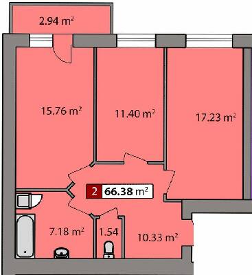 2-комнатная 66.38 м² в ЖК Парковый квартал от 16 450 грн/м², Черкассы