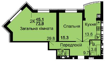 2-кімнатна 73.8 м² в ЖК Bavaria City від 20 000 грн/м², с. Крюківщина