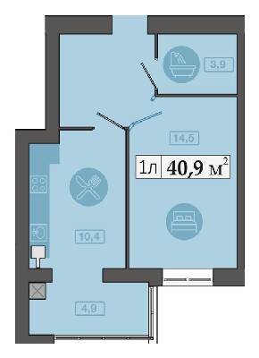 2-кімнатна 40.9 м² в ЖК Щасливий у Дніпрі від 19 450 грн/м², Дніпро