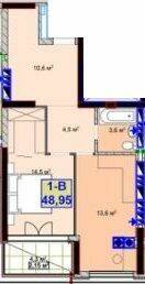 1-кімнатна 48.95 м² в ЖК Sky-2 від 24 350 грн/м², м. Ірпінь