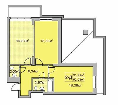 2-кімнатна 62.09 м² в ЖК Центральний-2 від 24 400 грн/м², м. Ірпінь