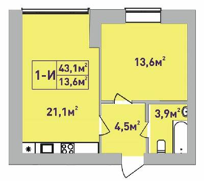 1-комнатная 43.1 м² в ЖК Центральный-Премиум от 31 650 грн/м², г. Ирпень