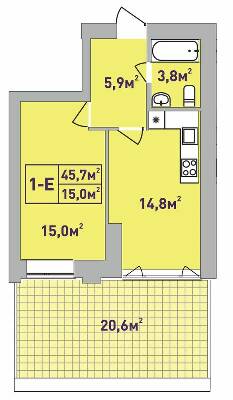 1-комнатная 45.7 м² в ЖК Центральный-Премиум от 31 650 грн/м², г. Ирпень