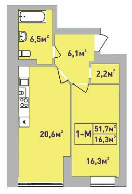 1-кімнатна 51.7 м² в ЖК Центральний-Преміум від 31 650 грн/м², м. Ірпінь