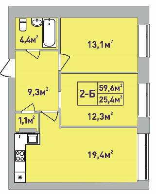 2-комнатная 59.6 м² в ЖК Центральный-Премиум от 28 850 грн/м², г. Ирпень