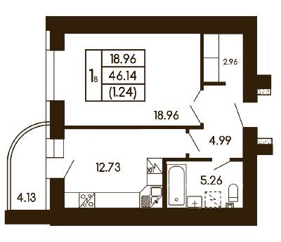 1-комнатная 46.14 м² в ЖК Чайка от 23 000 грн/м², с. Чайки
