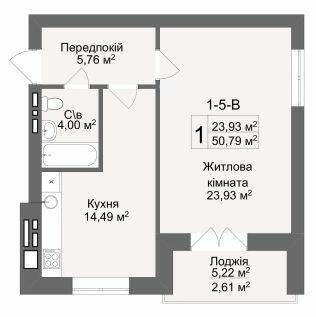 1-комнатная 50.79 м² в ЖК Кофе с молоком от 23 000 грн/м², Харьков
