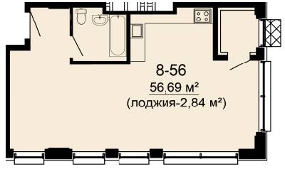 Вільне планування 56.69 м² в ЖК DeLight Hall від 40 200 грн/м², Дніпро