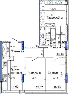 2-кімнатна 84.49 м² в ЖК Nebo від 40 200 грн/м², Дніпро