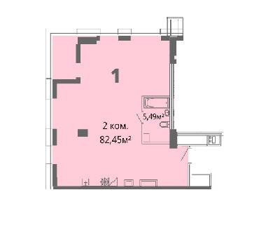 2-комнатная 82.45 м² в ЖК Грани от 26 200 грн/м², Днепр