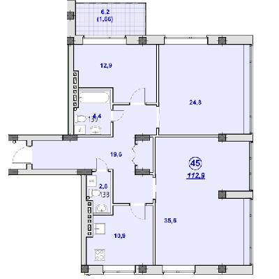 3-кімнатна 112.9 м² в ЖК Південний від 27 400 грн/м², Дніпро