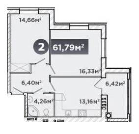 2-кімнатна 61.79 м² в ЖК URBANHouse від 16 100 грн/м², Хмельницький