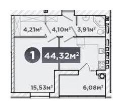 1-кімнатна 44.32 м² в ЖК URBANHouse від 14 700 грн/м², Хмельницький