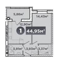 1-комнатная 44.95 м² в ЖК URBANHouse от 14 700 грн/м², Хмельницкий