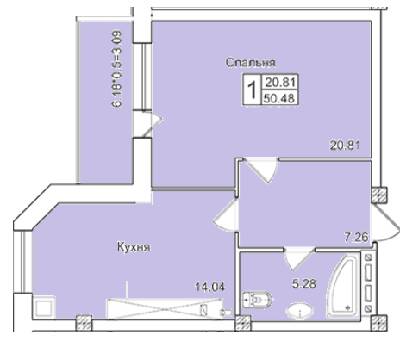 1-кімнатна 50.48 м² в ЖК English house від 26 300 грн/м², с. Крижанівка