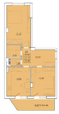 2-комнатная 59.58 м² в ЖК Ventum от 17 900 грн/м², с. Крыжановка