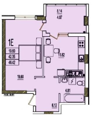 1-кімнатна 46.42 м² в ЖК RosenTal від 19 250 грн/м², с. Лиманка