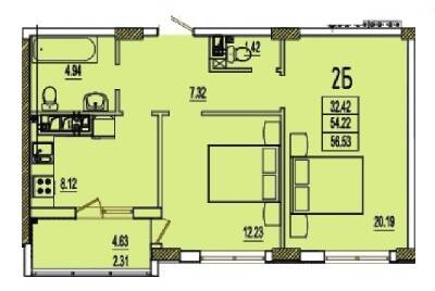 2-кімнатна 56.53 м² в ЖК RosenTal від 13 600 грн/м², с. Лиманка