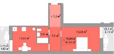 1-комнатная 47.83 м² в ЖК Акварель-2 от 16 700 грн/м², Одесса