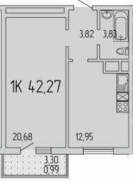 1-комнатная 42.27 м² в ЖК Пятьдесят седьмая Жемчужина от 21 300 грн/м², Одесса