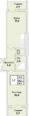 1-комнатная 48.1 м² в ЖК Парк Совиньон от 17 900 грн/м², пгт Таирово