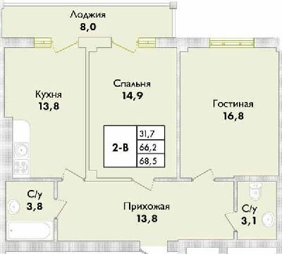 2-комнатная 68.5 м² в ЖК Парк Совиньон от 23 800 грн/м², пгт Таирово